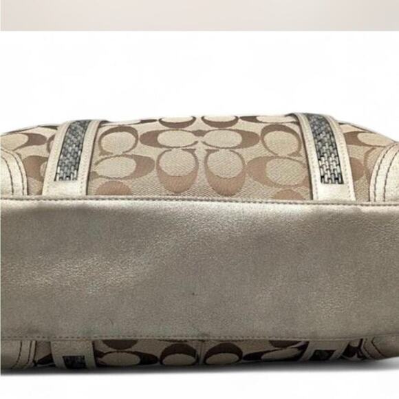 Authentic Vintage Coach Monogram Canvas Beaded Trim Gallery Tote Bag - Picture 4 of 6